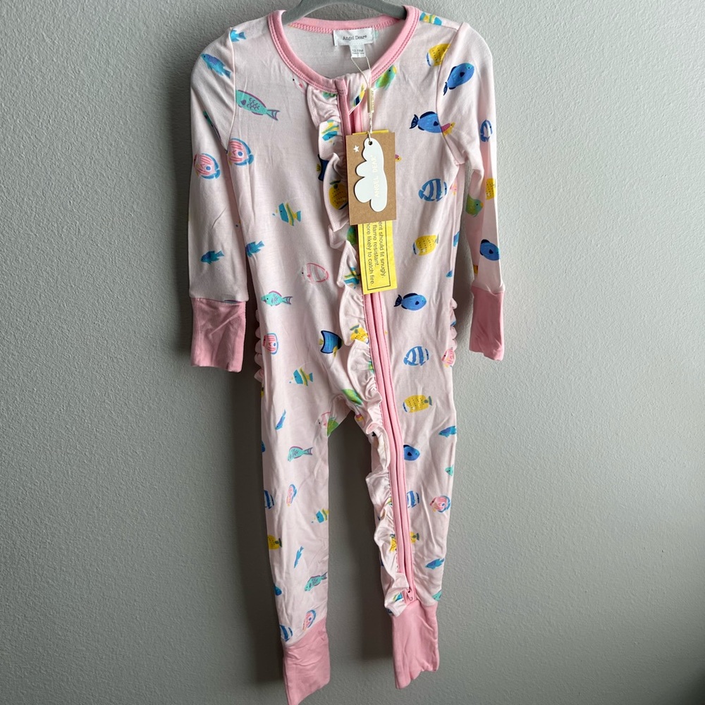 ANGEL DEAR- RUFFLE FRONT BAMBOO ZIPPER ROMPER - PAJAMA AND LOUNGE